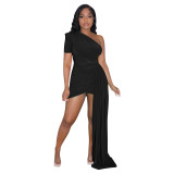 Women Fashion Sexy Slash Shoulder Fringe Dress Women