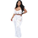 Sexy See-Through Knitting Hook and Fringe Beach Suit