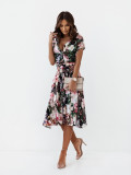 Fashion Summer Floral Print Short Sleeve Chic Dress