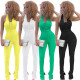 Women's Nightclub Sexy Solid Color Low Back Slit Jumpsuit