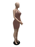 Summer Short Sleeve Solid Color Sling Women's Dress