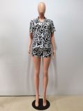 Summer Fashion Print Multicolor Shirt Shorts Casual Set