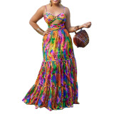 Summer Straps Print Sexy Fashion Style Maxi Dress