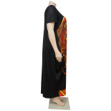 Women's Positioning Print Pocket Plus Size Loose Plus Size Plus Size Dress Women