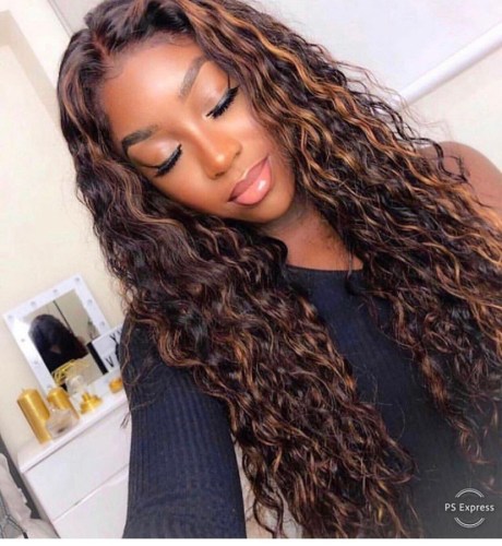 Wig Women Middle Part Long Curly Hair Headgear