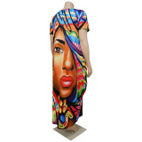 Women's Positioning Print Pocket Plus Size Loose Plus Size Plus Size Dress Women
