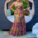 Summer Straps Print Sexy Fashion Style Maxi Dress
