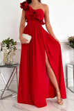 Women's Sleeveless Ruffle Hem Slit Dress