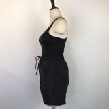 Women's Fashion Solid Color Two Piece Vest Loose Casual Shorts Summer Two Piece Set