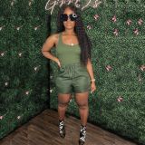 Women's Fashion Solid Color Two Piece Vest Loose Casual Shorts Summer Two Piece Set