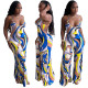 Women's Summer Sleeveless Print Sling Wide Leg Jumpsuit
