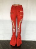 Vintage Ripped Bandage Denim Flare Jeans