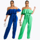 Women  Ruffled Off-Shoulder Wide-Leg Pants