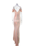 Women's Long Dress Deep V Neck Symphony Sequin Dress