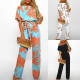 Summer Elegant Bat Sleeves Positioning Print Jumpsuit
