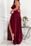Women's Sleeveless Ruffle Hem Slit Dress