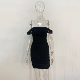 Summer Sling Off Shoulder Mesh Sexy Nightclub Bodycon Dress