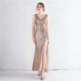 Women Sequin Sequin Slit Sequin Long Evening Dress