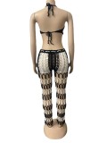 Women Cutout See-Through Beach Style Fishnet Sexy Two-Piece Set
