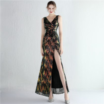 Women Sequined Sequin Long Evening Dress Women Sequined Sequin Long Evening Dress