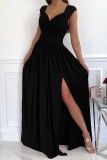Women sleeveless lace backless slit dress