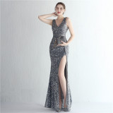 Women Sequined Sequin Long Evening Dress