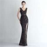 Women Sequined Sequin Long Evening Dress