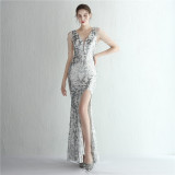 Women Sequined Sequin Long Evening Dress