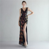 Women Sequined Sequin Long Evening Dress