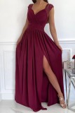 Women sleeveless lace backless slit dress