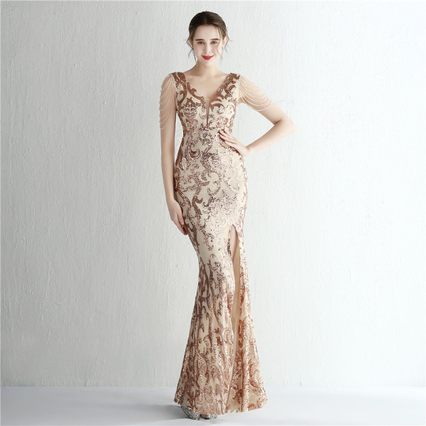Women Sequined Sequin Long Evening Dress