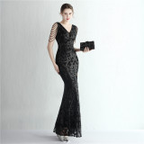 Women Sequined Sequin Long Evening Dress