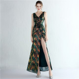Women Sequined Sequin Long Evening Dress