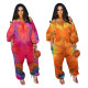 Women's Fashion Tie Dye Off Shoulder Loose Casual Jumpsuit