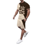 Mens Fashion Casual Solid Print Two Piece Menswear