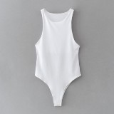 Women's Sexy Sleeveless Slim Bodysuit Women's Top Fashion Solid Tight Fitting Jumpsuit Women's Jumpsuit