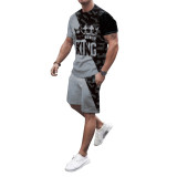 Mens Fashion Casual Solid Print Two Piece Menswear