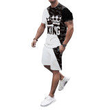 Mens Fashion Casual Solid Print Two Piece Menswear