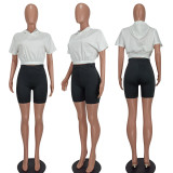 Women's Fashion Casual Solid Color Hooded Two Piece