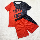Mens Fashion Casual Solid Print Two Piece Menswear
