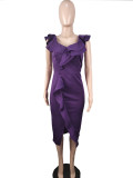 Women's Summer Solid Color Short Sleeve Dress