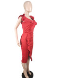Women's Summer Solid Color Short Sleeve Dress
