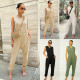 Women's V-Neck Loose Fashion Pants Sleeveless Jumpsuit Summer