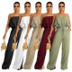 Women's Solid Sleeveless Casual Wrap Ruffle Jumpsuit