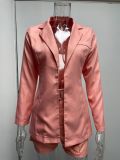 Women fashion Blazer+Shorts with belt Two-piece