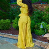 Summer V-Neck Sexy Lace-Up Pleated Wide Leg Plus Size Jumpsuit