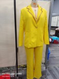 Solid Color Suit Long Sleeve Chic Career Casual Pant Set