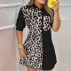 Summer Women's Fashion Color block Print Pocket Single Breasted Shirt Dress