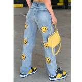 Women's Print Non-Stretch Ladies Denim Pants