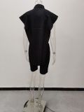 Women Summer Button Sleeveless Top + Shorts Two Piece Set